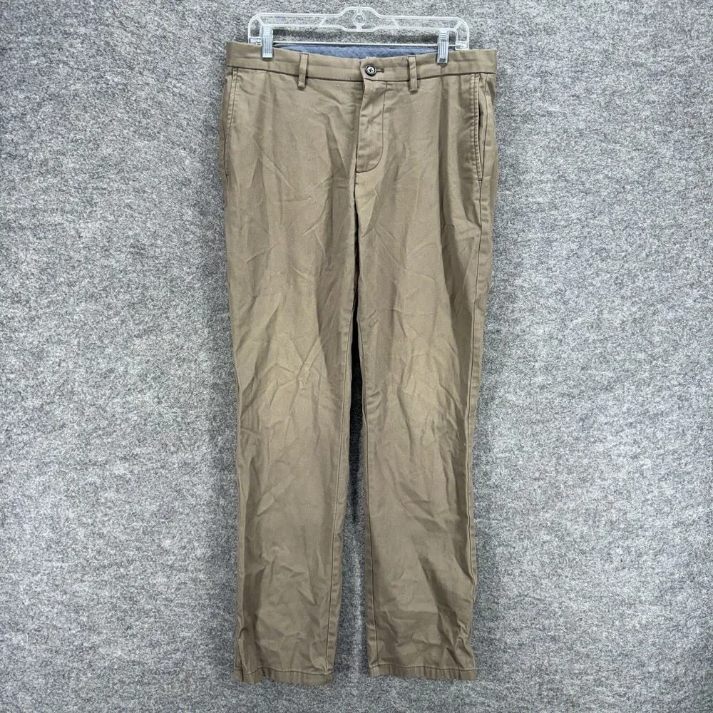 Old Navy Pants Men 34*34 Brown Mid Rise Chino Flaat Front Straight Pockets